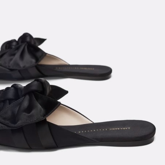 Zara Shoes | Zara Satin Mules With Bow 